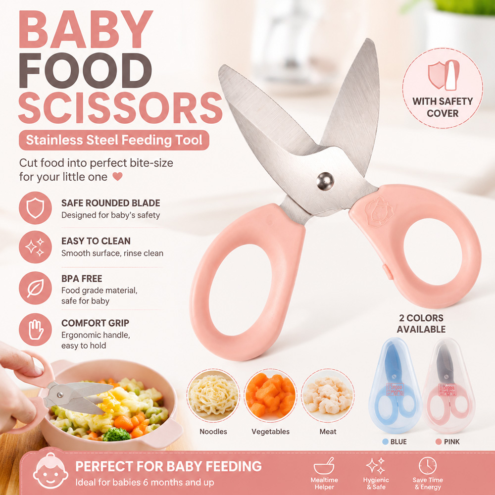 Baby Food Scissors - Babyvoedingsschaar Roestvrij staal Babyvoedingsschaar BPA-vrij Veiligheidskeukenschaar
